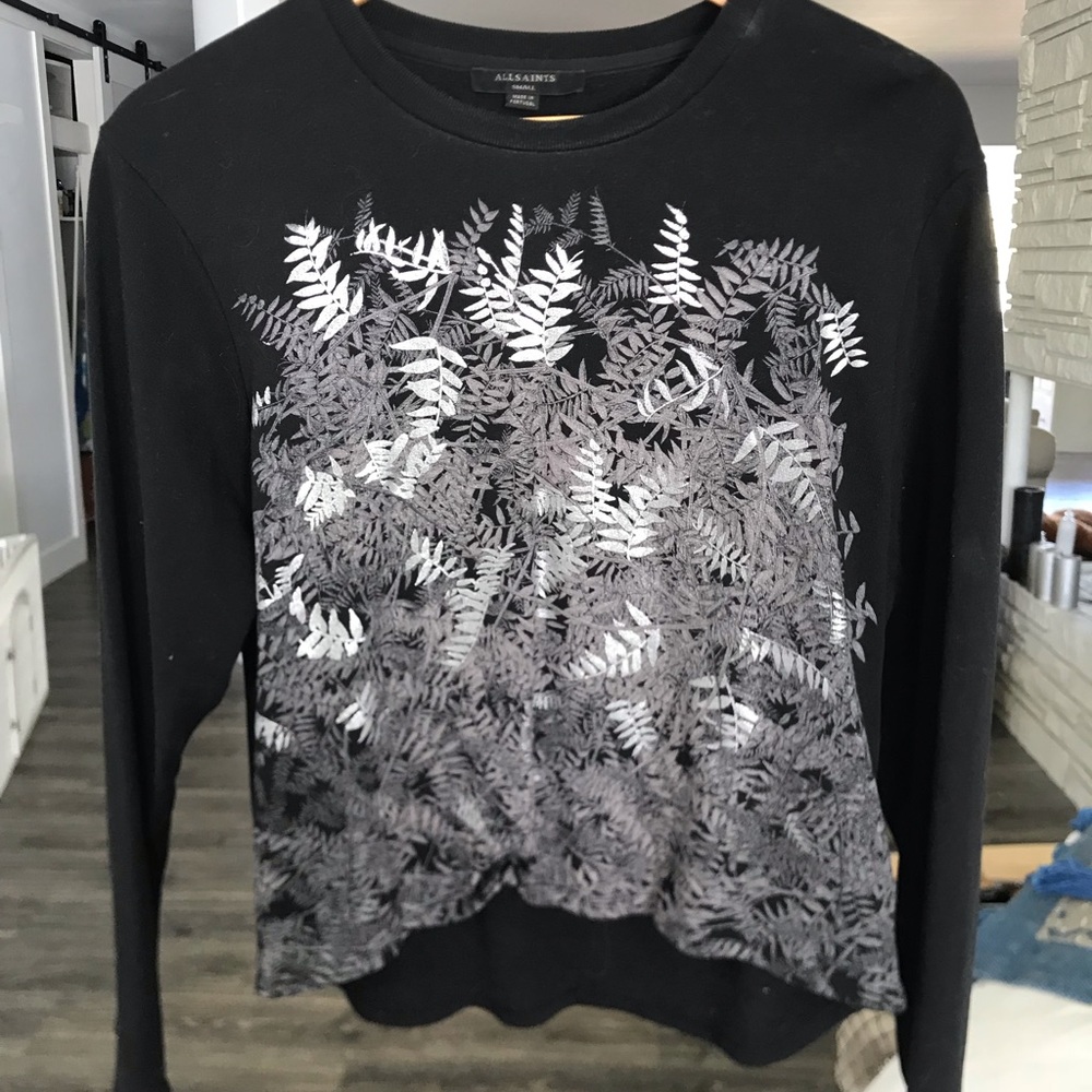 All Saints Graphic Cropped Sweatshirt